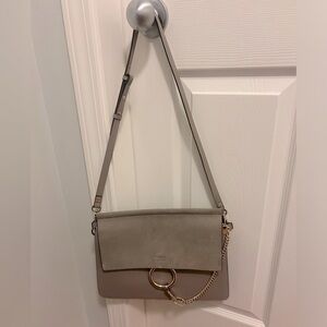 Beautiful & Iconic Authentic Chloe Faye Large Grey Leather/Suede Bag
